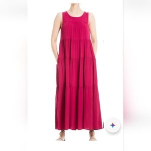 Max studio dark coral pink maxi dress gauze L Large